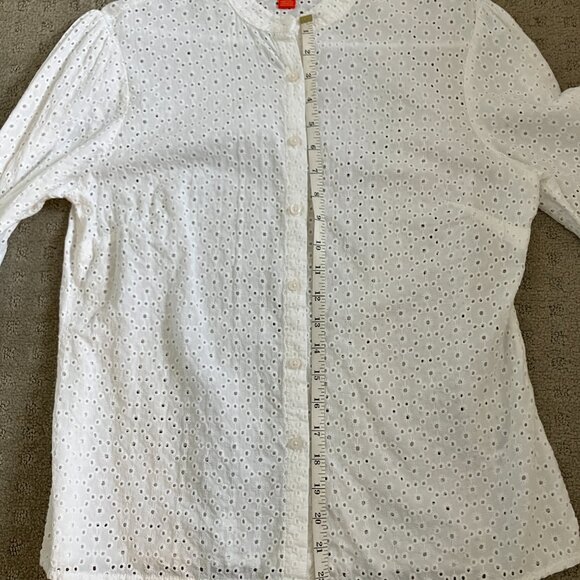 White Eyelet 100% Cotton Shirt - M - Picture 7 of 7